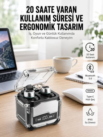 Bluetooth Kulaklık Dokunmatik Kontrol Tws Kablosuz Kulaklık Hi-fi Stereo