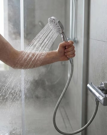 Spiral Hortumlu 4 Kademeli Krem El Duşu Başlığı Banyo Duş Seti