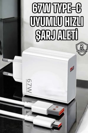 Şarj Aleti Turbo Hızlı 67W Type-C Hızlı Şarj