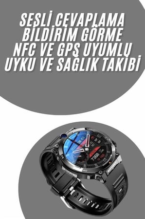 Akıllı Saat Yeni Model Sesli Asistan Bildirim Görme Bluetooth Bağlantılı Müzik Dinleme