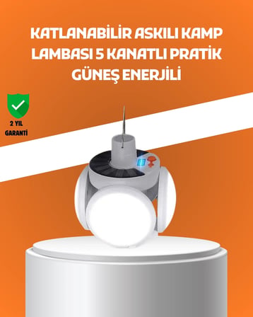 Çok Amaçlı Katlanabilir Güneş Enerjili Kamp Lambası – Masa Üstü Ve Asılabilir Kullanım