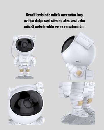 Astronot Galaksi Projeksiyon Lambası Bluetooth Bağlantılı Ve Uzaktan Kontrollü