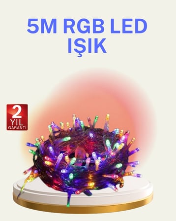Şeffaf Kablolu 50 Ampullü 5 Metre Led Işık Dekoratif Aydınlatma