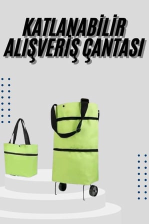 Katlanabilir Tekerlekli Çantalı Çarşı Pazar Arabası Alışveriş Çantası Piknik Çantası