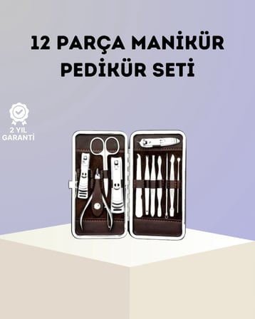 Paslanmaz Çelik Çok Fonksiyonlu 12 Manikür Seti