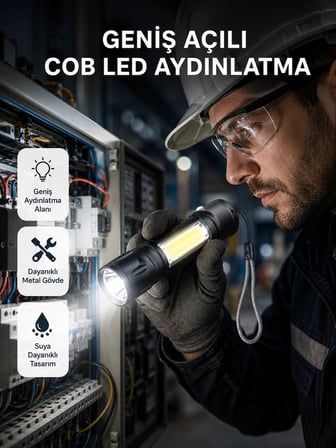 Profesyonel 4 Modlu Şarjlı El Feneri | 1300 Mah Batarya | Cree Led Teknolojisi