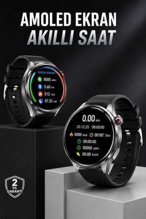 Akıllı Saat Bluetooth Bağlantılı Amoled Ekran Uyku ve Sağlık Takibi