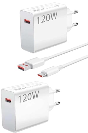 120 Watt Turbo Hızlı Şarj Aleti Seti Hızlı Şarj Adaptörü Beyaz
