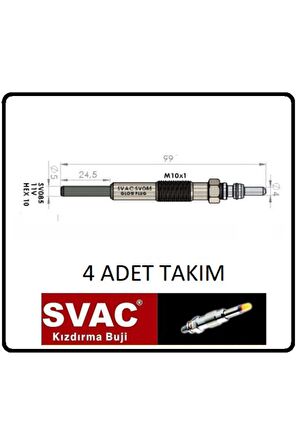 Kızdırma Bujisi Renault Clio Megane Kangoo 1.9d Motor -sv085-4 Adet - Takım