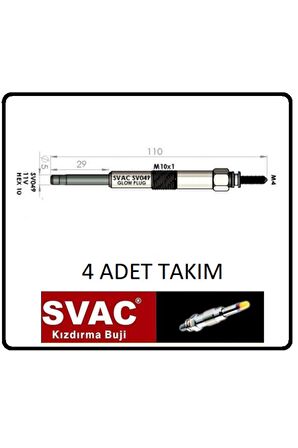 Kızdırma Bujisi Accent Elantra Getz Santa Fe Tucson 1.5-2.0d- 4 Ad. Takım Sv049 Oem No: 36710-2700