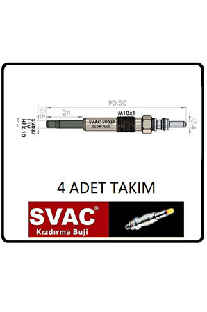 Kızdırma Bujisi Vivaro Movano 1.9di-dti Jimny 1.5d-sv037-4 Ad. Takım Oem No: 8200490950