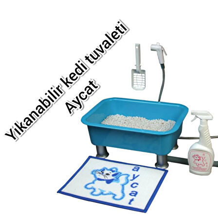 AYCAT YIKANABİLİR KEDİTUVALETİ MİNİ SET MAVİ