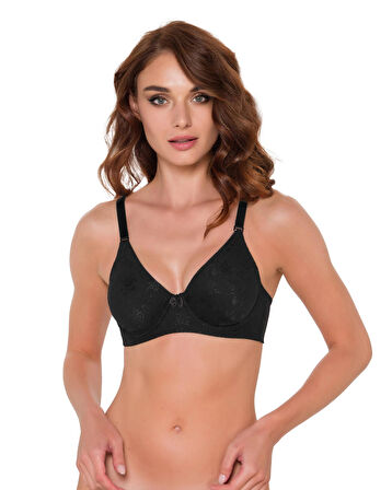 Balenli Dantel Toparlayıcı Sütyen Minimizer Siyah