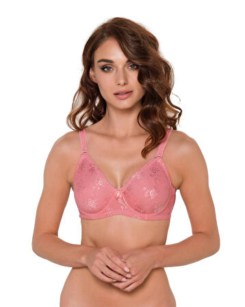 Balenli Dantel Toparlayıcı Sütyen Minimizer Somon