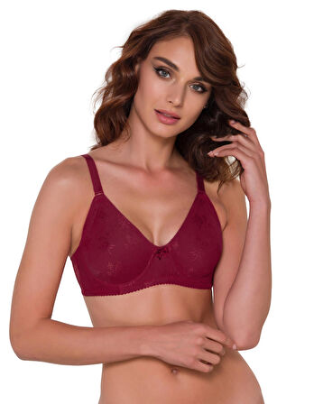 Balenli Dantel Toparlayıcı Sütyen Minimizer Bordo