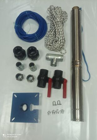 4SD16/9 3HP ALARKO TRİFAZE 15 MT YASSI KABLOLU  30 MT HALATLI ÇİFT VANALI AKITMA BAŞLIKLI  TAKIM DALGIÇ POMPA