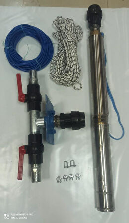 4SD16/9 3HP ALARKO TRİFAZE 35 MT YASSI KABLOLU  70 MT HALATLI ÇİFT VANALI AKITMA BAŞLIKLI  TAKIM DALGIÇ POMPA