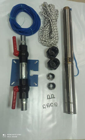 4SD16/9 3HP ALARKO TRİFAZE 35 MT YASSI KABLOLU  70 MT HALATLI ÇİFT VANALI AKITMA BAŞLIKLI  TAKIM DALGIÇ POMPA