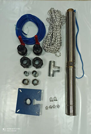 4SD16/9 3HP ALARKO TRİFAZE 35 MT YASSI KABLOLU  70 MT HALATLI ÇİFT VANALI AKITMA BAŞLIKLI  TAKIM DALGIÇ POMPA