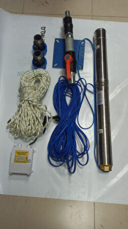 4SDM2/38 3HP ALARKO MONOFAZE 15 MT YASSI KABLOLU  30 MT HALATLI ÇİFT VANALI AKITMA BAŞLIKLI  TAKIM DALGIÇ POMPA