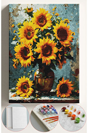 Sayılarla Boyama Seti Numaralı Tuval Fırça Boya 40x50 Cm - AYÇİÇEK