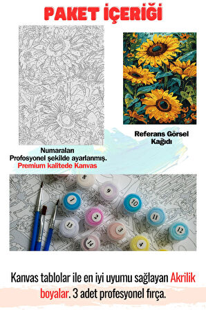 Sayılarla Boyama Çerçeveli Hobi Seti Numaralı Tuval Fırça Boya Dahil Kasnaklı 40X50 Cm