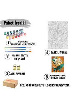 Sayılarla Boyama Seti Numaralı Tuval Fırça Boya Dahil Kasnaklı Set 50x70 Cm - AYÇİÇEĞİ TARLASI