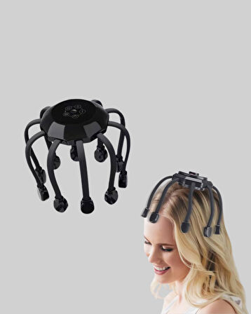 USB Şarjlı Kafa Masaj Aleti 3 Modlu 8 Başlıklı Stres Giderici