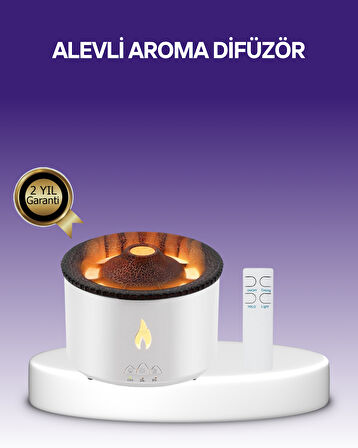 3D Alev Efektli Hava Nemlendirici – Uzaktan Kumandalı ve 8 Saat Çalışma Süreli