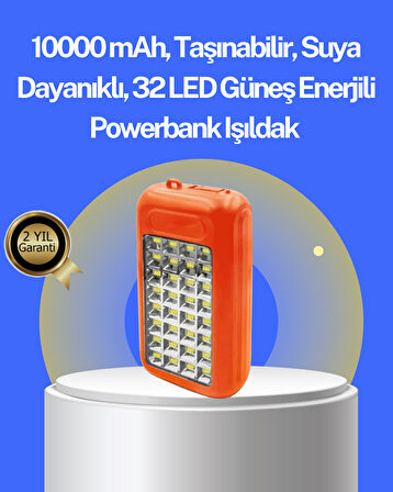 Suya Dayanıklı Güneş Paneli Destekli Powerbank ve Işıldak