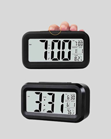 Dijital Masa Saati Sensörlü Aydınlatmalı Alarm ve Sıcaklık Ölçerli
