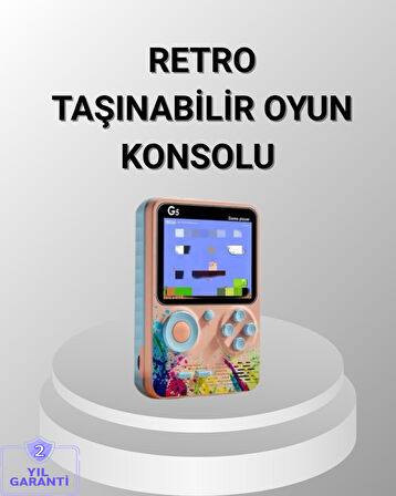 Mini Retro Oyun Konsolu 500 Oyunlu 3.0 İnç Ekran ve Şarjlı Batarya