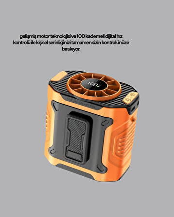Dijital Ekranlı Turbo Mini Fan – 3 Kademeli Hız, Sessiz Çalışma ve Type-C Şarj