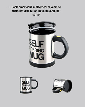 Akıllı Kendi Kendini Karıştıran Termal Kupa – Paslanmaz Çelik