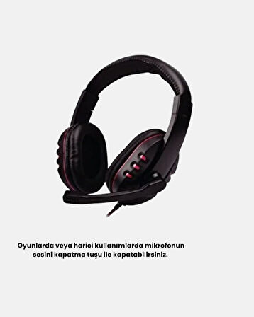 Rahat ve Dayanıklı Mikrofonlu Oyun Kulaklığı – Stereo Ses, Ayarlanabilir Kafa Bandı