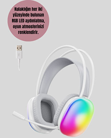 Type-C Şarjlı RGB Işıklı Bluetooth  Kulaklığı
