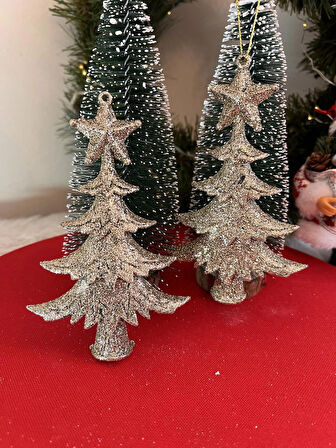 2Lİ SİMLİ GOLD AĞAÇ MODEL SÜS YILBAŞI NOEL CHRİSTMAS SİMLİ 15 CM 