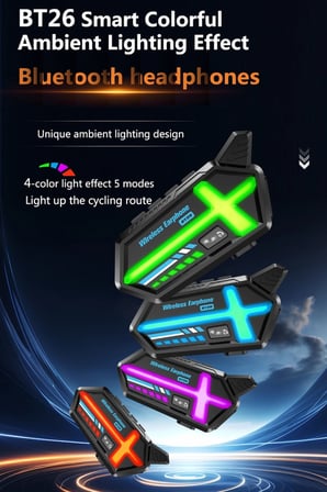 Hediye Bt26 Motosiklet Kask Kulaklık Bluetooth Rgb Işıklı 2 Eşleşme Özellikli 1000 Mah Intercom