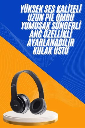 Hediye Wireless 5.0 Bluetooth Kablosuz Kulaklık Anc Özellikli Kulak Üstü Ayarlanabilir