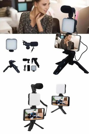 Hediye Telefon Tutucu Mikrofonlu Işıklı Youtuber Video Kayıt