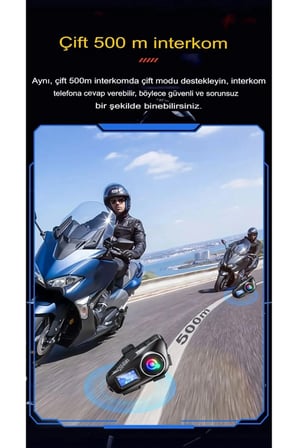 Hediye Q58-max Radyolu 2 Kişi Bağlantılı Bluetooth Kask Kulaklık Ekranlı Fenerli Müzik Ve Telsiz Intercom