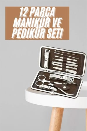 Hediye Tırnak Bakım Seti Tırnak Düzeltme Batık 12 Parça Çanta Tipi Manikür Pedikür