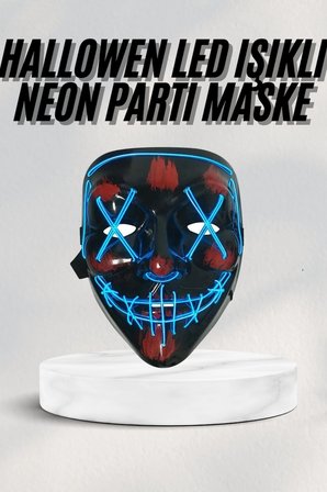 Hediye Led Işıklı Neon Maske Cadılar Bayramı Maskesi Korkunç Korku Maskesi
