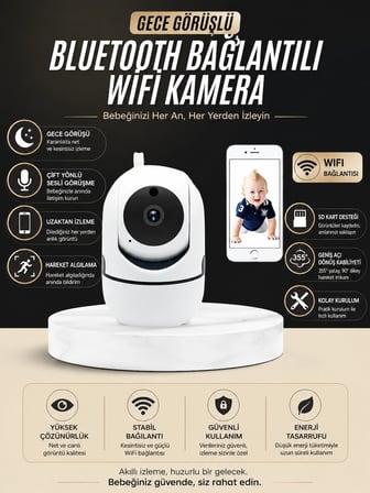 Hediye Bebek Takip Kamerası  Gece Görüşlü Wifi Güvenlik Kamerası
