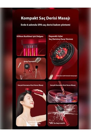 Hediye Şarjlı Ve Titreşimli Saç Masaj Tarağı Bakım Yağı Hazneli Fırça