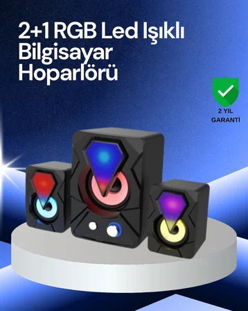 Hediye Rgb Led Işıklı 2.1 Usb Oyun Hoparlörü Derin Bas Ve Net Ses