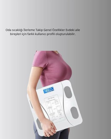 Hediye Akıllı Dijital Baskül – Bluetooth Bağlantılı, 8 Ölçüm Verili, Akıllı Vücut Analiz Tartısı