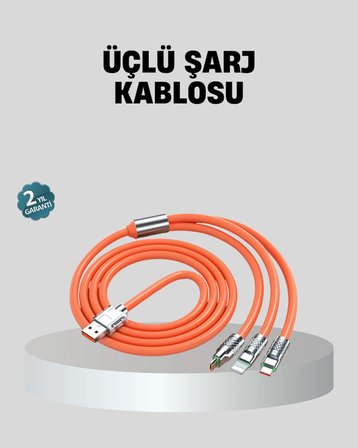 Hediye Üçlü Şarj Kablosu – Yüksek Hızlı, Dayanıklı Ve Uzun Ömürlü