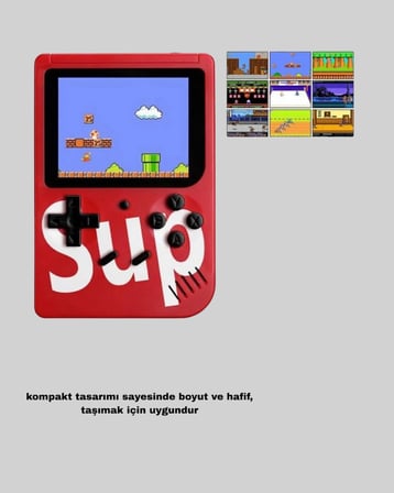 Hediye Sup Retro El Konsolu – 500 Oyun, Tv Bağlantılı, 3 İnç Ekranlı Şarjlı Mini Atari