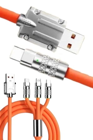 Hediye 120w 3 İn 1 Uyumlu Silikon Şarj Kablosu Hızlı Şarj Kablosu